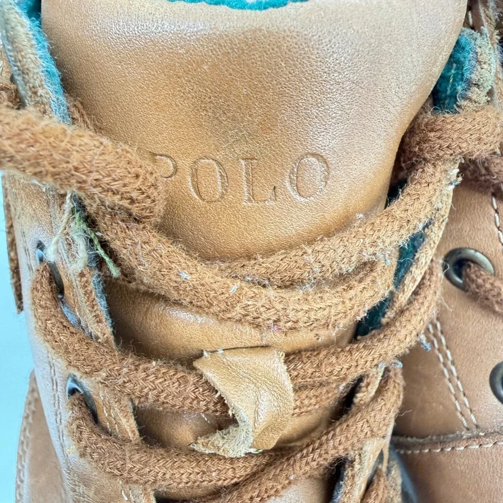 Polo Ralph Lauren Kids Tan Leather Ranger Hi Lace Up Buckle Boots Size 10